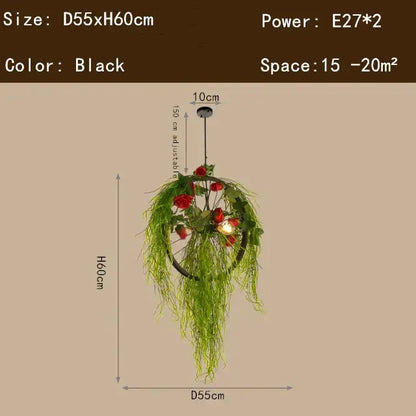 Floral green plant lighting chandelier for dining room