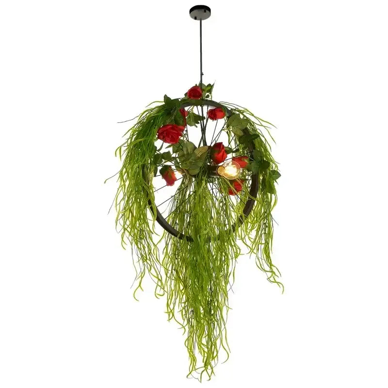 Floral green plant lighting chandelier for dining room
