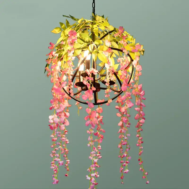Floral green plant lighting chandelier for dining room