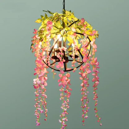 Floral green plant lighting chandelier for dining room