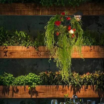 Floral green plant lighting chandelier for dining room