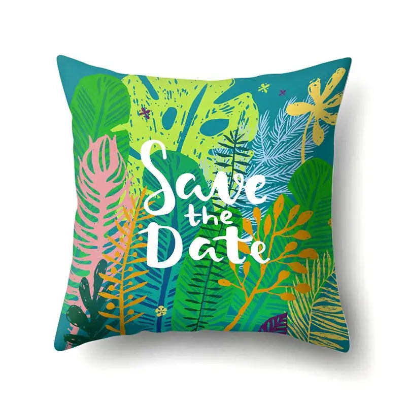 Floral green tropical leaves pillow cover bedroom seasonal decor