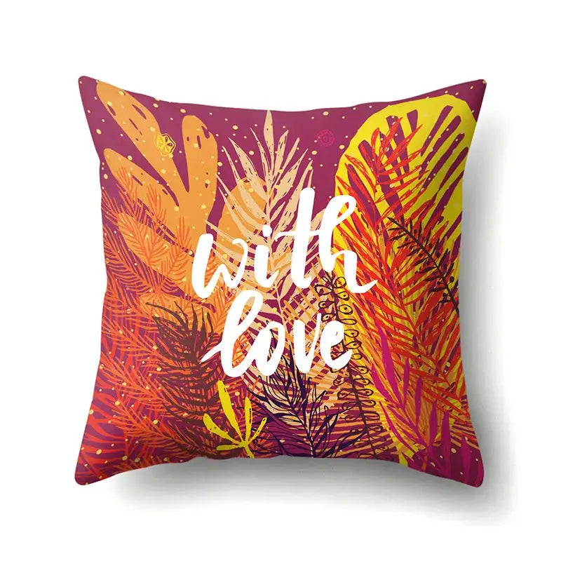 Floral green tropical leaves pillow cover bedroom seasonal decor