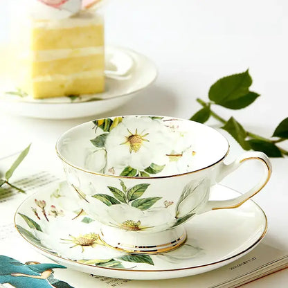Floral light blue bone china tea set dining room pitcher