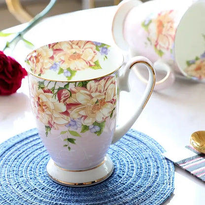 Floral light blue bone china tea set dining room pitcher
