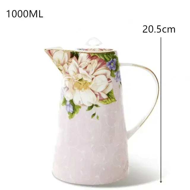 Floral light blue bone china tea set dining room pitcher