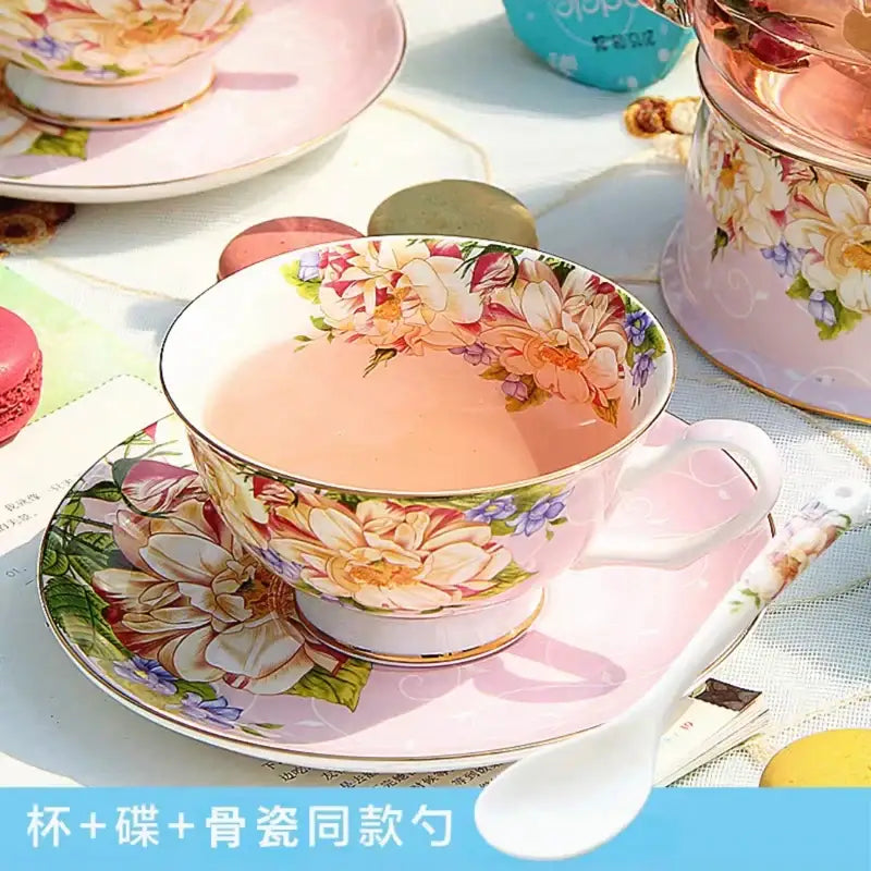 Floral light blue bone china tea set dining room pitcher