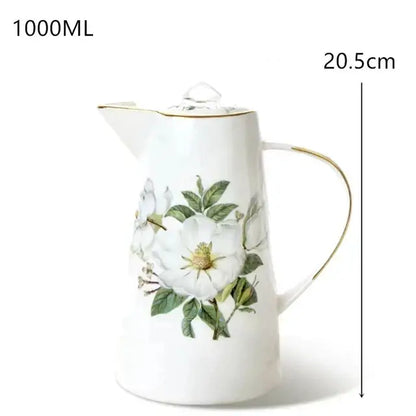 Floral light blue bone china tea set dining room pitcher