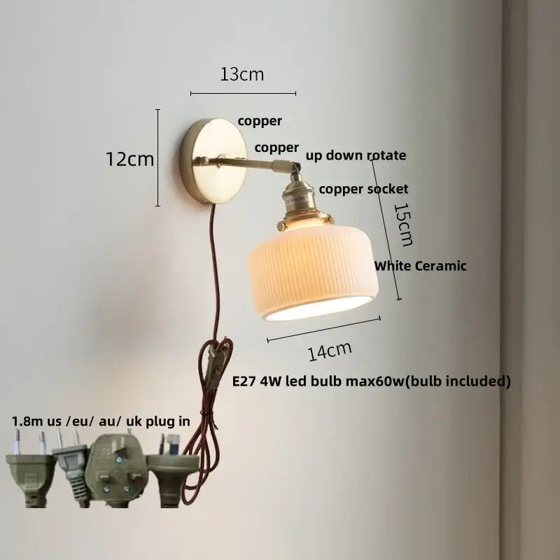 Floral light blue glass wall light fixture bedroom gold pull chain