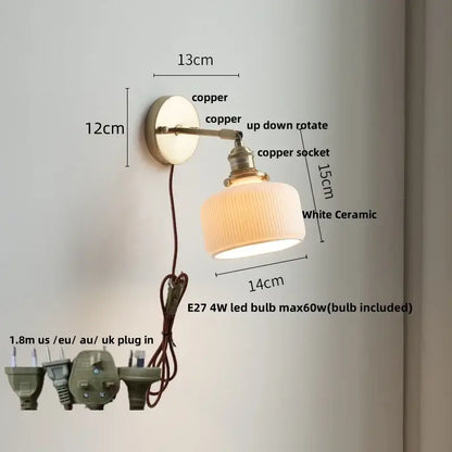 Floral light blue glass wall light fixture bedroom gold pull chain