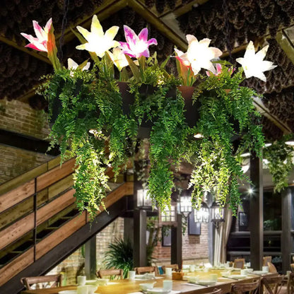 Floral lily and fern island pendant light kitchen hanging lamp
