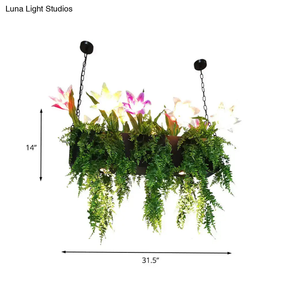 Floral lily and fern island pendant light kitchen hanging lamp