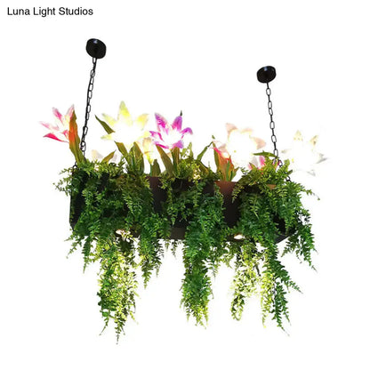 Floral lily and fern island pendant light kitchen hanging lamp