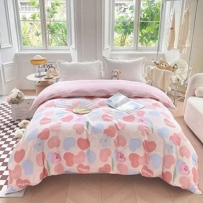 Floral mint green cotton duvet cover bedroom bedding set
