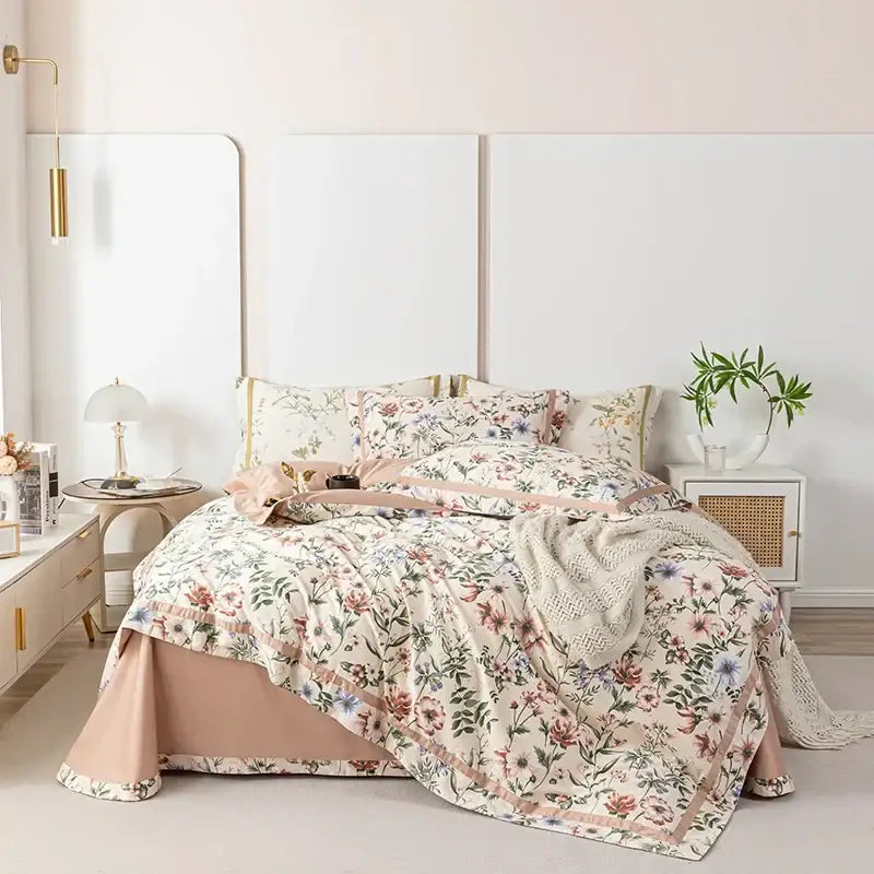 Floral pastel 100s egyptian cotton bedding set for bedroom