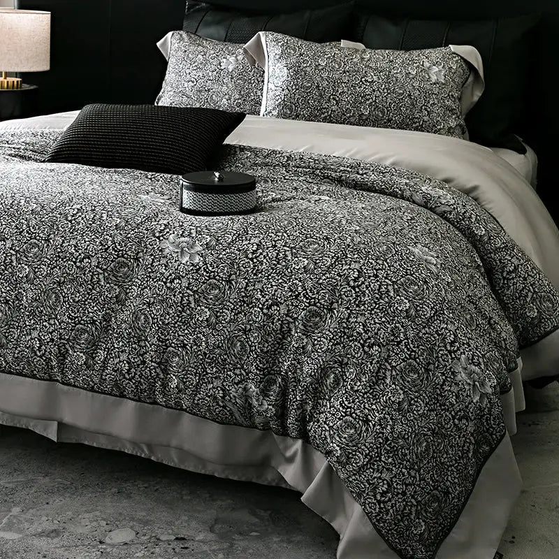 Floral pastel cream lyocell cotton bedding set – bedroom duvet cover