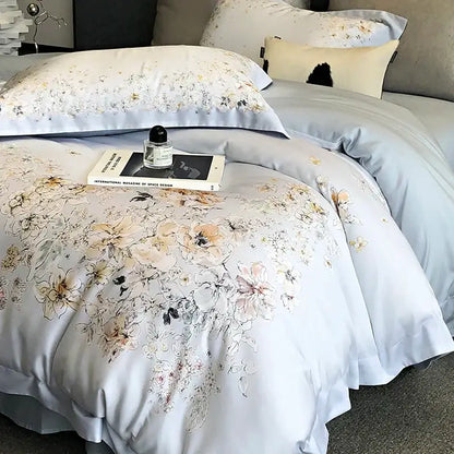 Floral pastel cream lyocell cotton bedding set – bedroom duvet cover