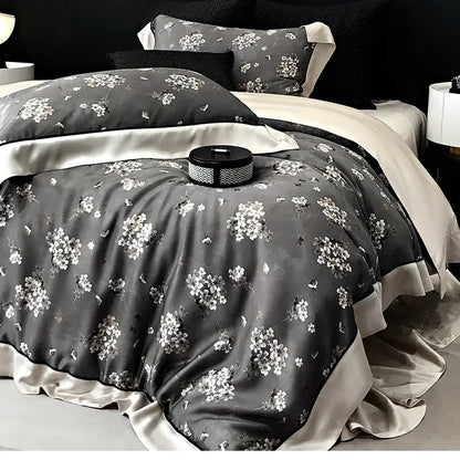 Floral pastel cream lyocell cotton bedding set – bedroom duvet cover