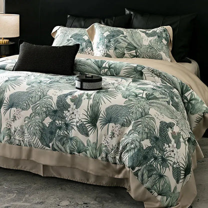 Floral pastel cream lyocell cotton bedding set – bedroom duvet cover