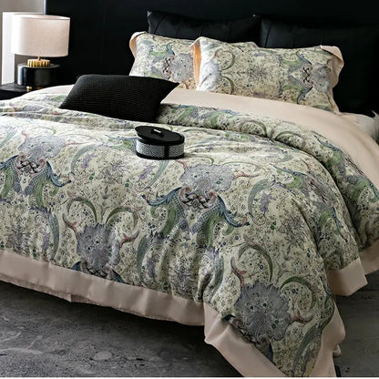 Floral pastel cream lyocell cotton bedding set – bedroom duvet cover