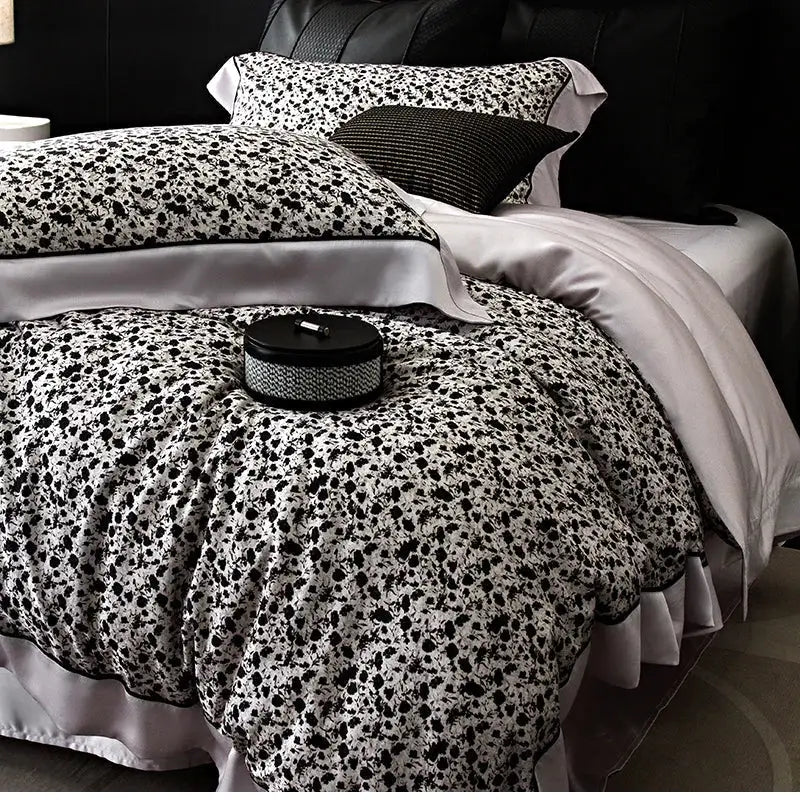 Floral pastel cream lyocell cotton bedding set – bedroom duvet cover