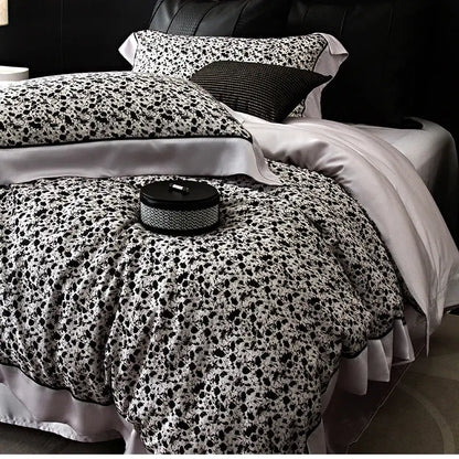 Floral pastel cream lyocell cotton bedding set – bedroom duvet cover