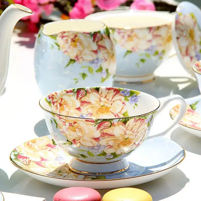 Floral pastel porcelain tea set – dining room afternoon tea cup