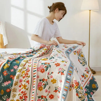 Floral patchwork breathable cotton gauze sofa cover living room decor