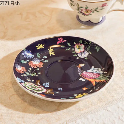 Floral pattern ceramic cup and saucer set – dining room porcelain