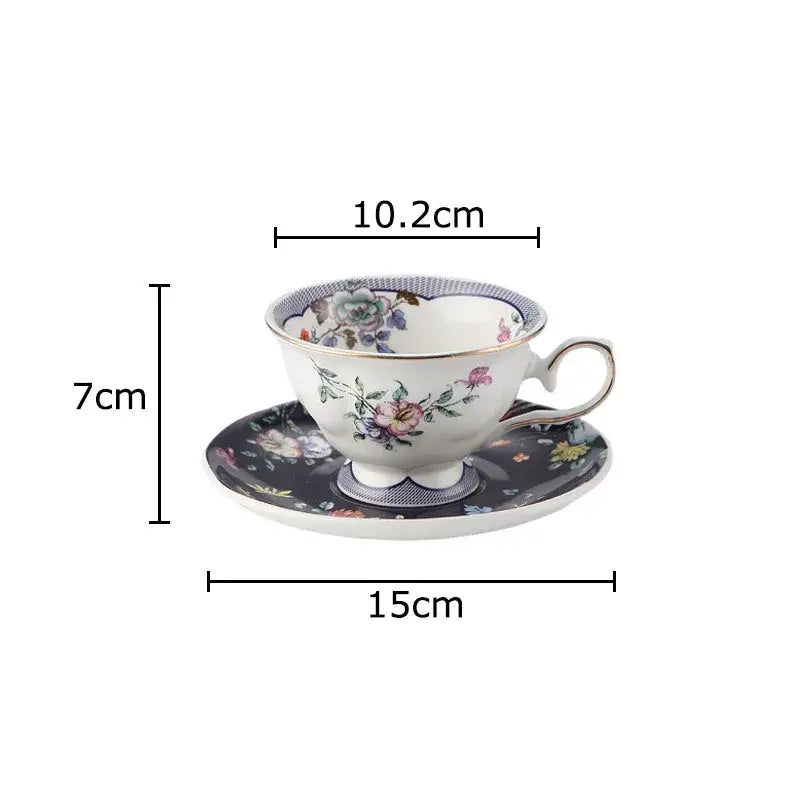 Floral pattern ceramic cup and saucer set – dining room porcelain
