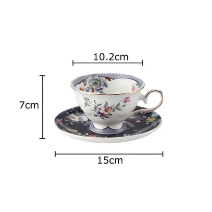 Floral pattern ceramic cup and saucer set – dining room porcelain