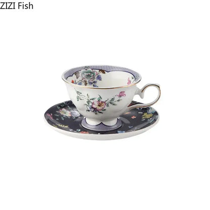 Floral pattern ceramic cup and saucer set – dining room porcelain