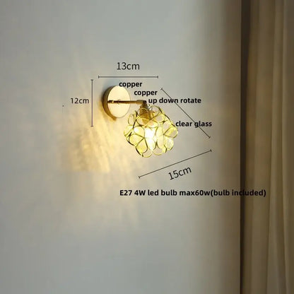 Floral pink & teal butterfly glass wall light bedroom