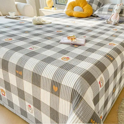 Floral pink & white cartoon small fresh bed sheets bedroom quilt