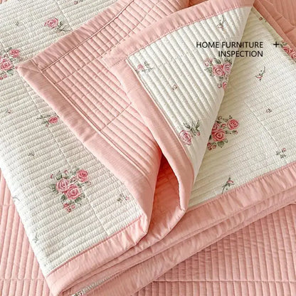 Floral pink & white cartoon small fresh bed sheets bedroom quilt