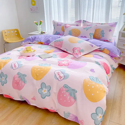 Floral puppy cotton printed bedding set bedroom duvet cover