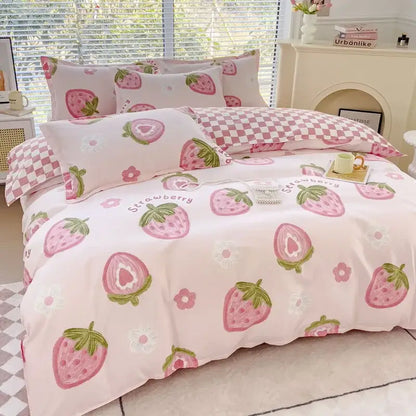 Floral puppy cotton printed bedding set bedroom duvet cover