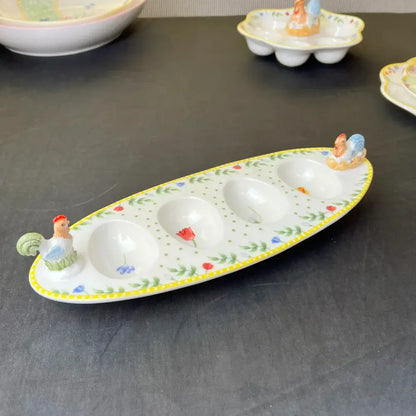 Floral scalloped white porcelain tulip dinnerware set dining room