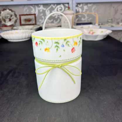 Floral scalloped white porcelain tulip dinnerware set dining room