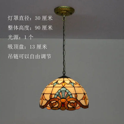 Floral stained glass baroque tiffany pendant light dining room