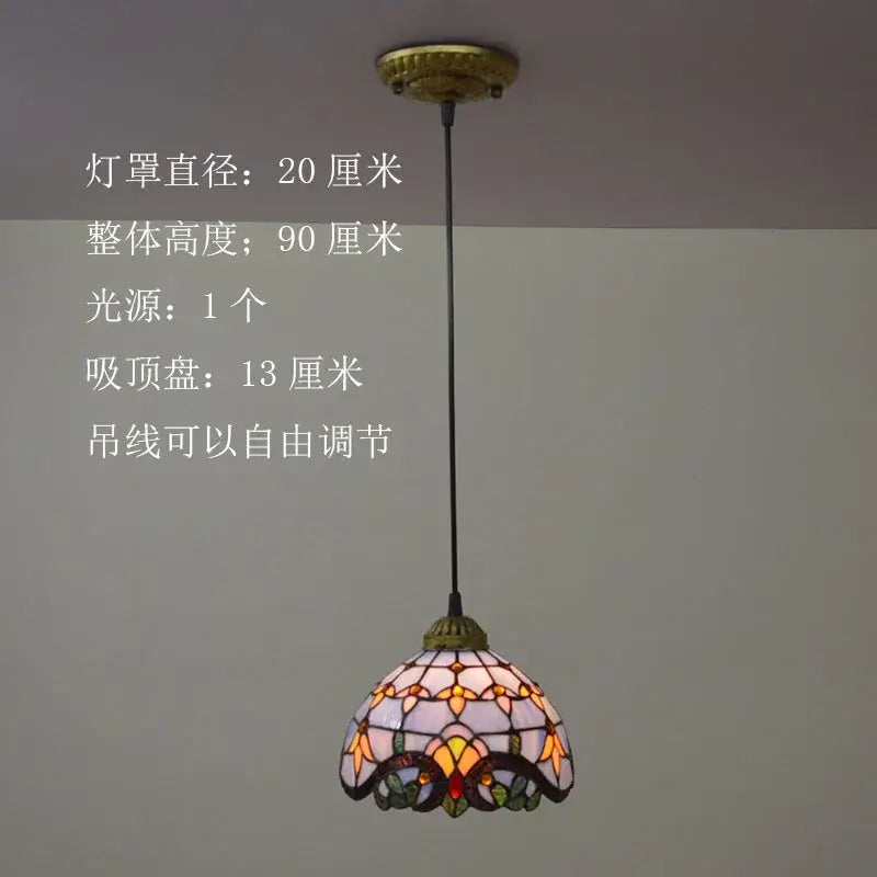 Floral stained glass baroque tiffany pendant light dining room