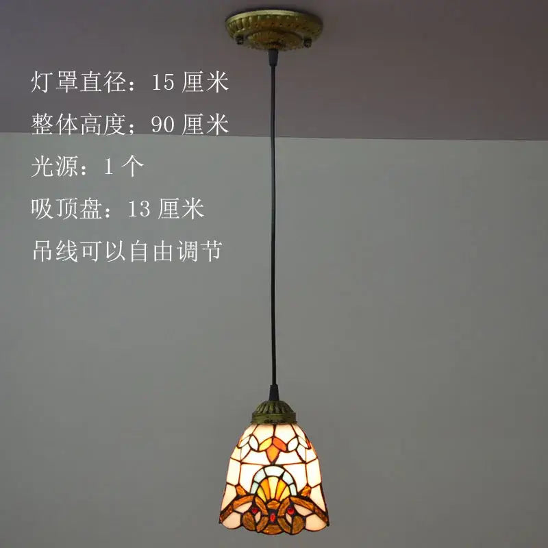 Floral stained glass baroque tiffany pendant light dining room