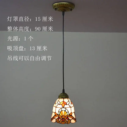Floral stained glass baroque tiffany pendant light dining room