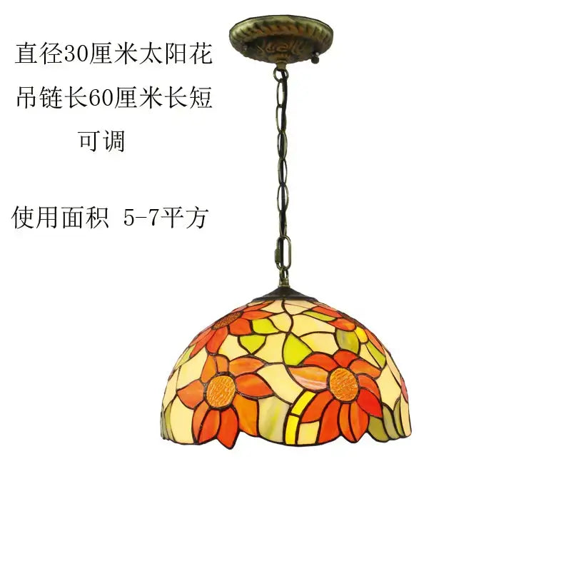 Floral stained glass baroque tiffany pendant light dining room