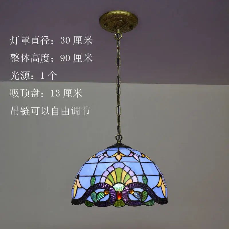 Floral stained glass baroque tiffany pendant light dining room