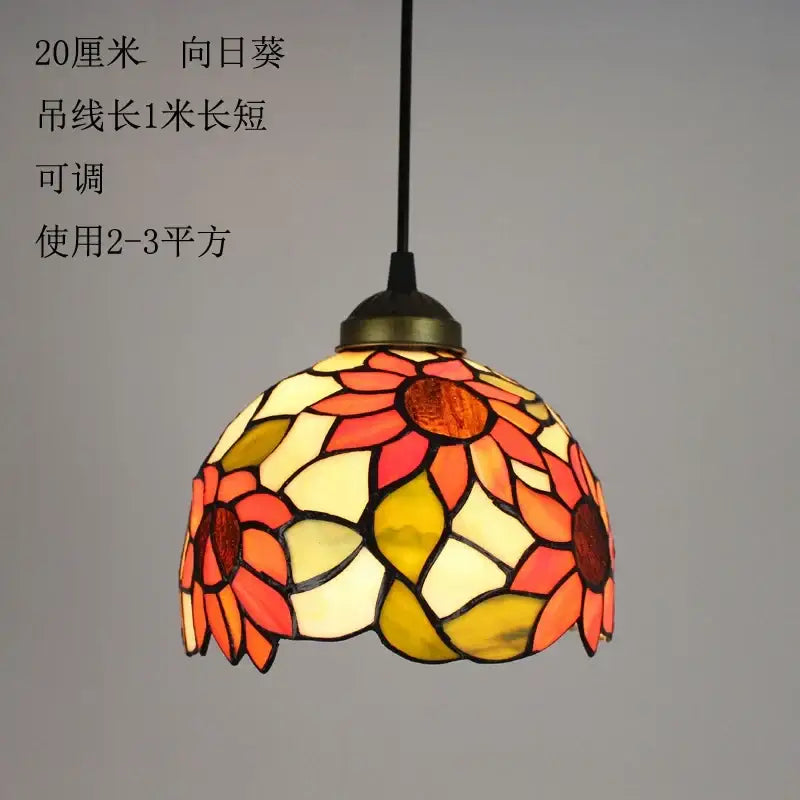 Floral stained glass baroque tiffany pendant light dining room