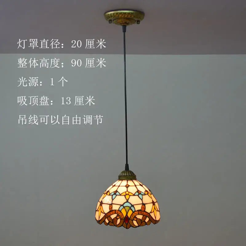 Floral stained glass baroque tiffany pendant light dining room