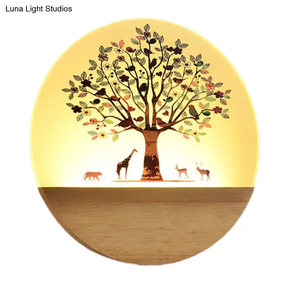 Floral tree acrylic shade wall light bedroom night light
