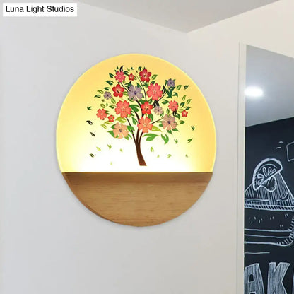 Floral tree acrylic shade wall light bedroom night light