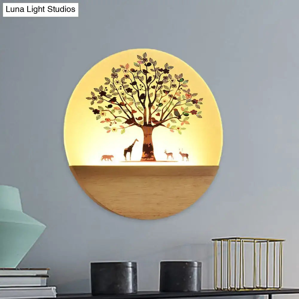 Floral tree acrylic shade wall light bedroom night light